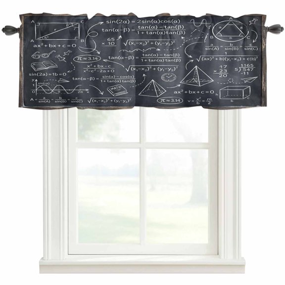 Mathematics Equations Valances for Windows Farmhouse Kitchen Curtains Valances Rod Pocket Valance Curtains for Windows Blackboard Math Numerical Geometric Window Valances for Bathroom Bedroom 42"x12"