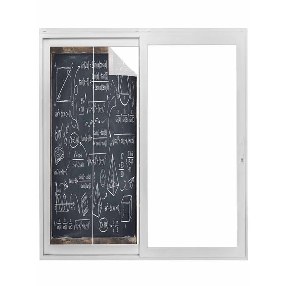 Mathematics Equations Window Privacy Film, Blackboard Math Numerical Geometric Static Cling UV Sun Blocking Tint Film Heat Control Windows Films for Bedroom Bathroom, Window Stickers 17.7"x39.3"
