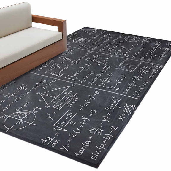 Mathematics Formulas Area Rugs Collection 4'x6', Blackboard with Math Numerical Geometric Non Slip Indoor Rectangle Throw Runner Rug Floor Mat Carpet for Living Room Dining Table Bedroom Nursery