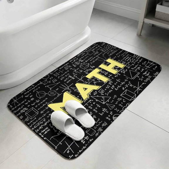 Mathematics Formulas Bathroom Rugs Non Slip Washable Bath Mat Absorbent Front Door Mat Modern Abstract Art Math Geometric Indoor Doormat for Kitchen Entryway Shower Decor Accessories 15.7"x23.6"