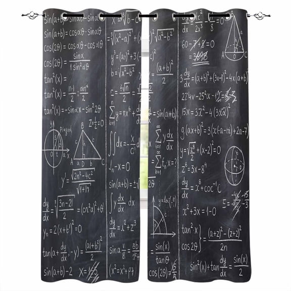 Mathematics Formulas Blackout Curtains 96 Inches Long, Blackboard with Math Numerical Geometric Thermal Insulated Black Out Curtains, Darkening Window Curtain for Bedroom Living Room 52"x96" 2 Panels