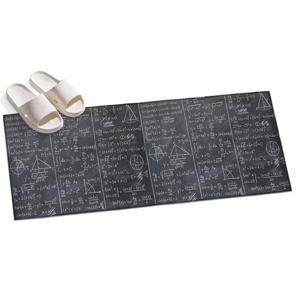 Mathematics Formulas Hallway Runner Rug 2x6 Washable Non Slip Kitchen Runner Rug for Bedside Bathroom Blackboard with Math Numerical Geometric Indoor Floor Carpet Area Rugs for Living Room Bedroom