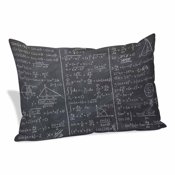 Mathematics Formulas Pillow Covers 12"x20", Blackboard with Math Numerical Geometric Soft Brushed Microfiber Breathable Throw Pillow Covers, Decorative Pillowcase with Zipper for Couch Sofa Bedroom