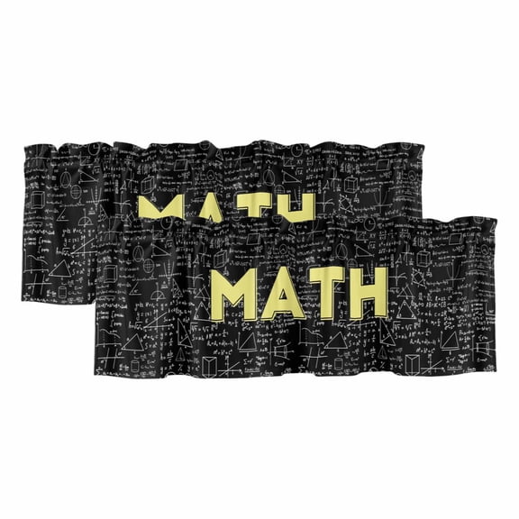 Mathematics Formulas Valances for Windows, Decorative Rod Pocket Window Valance Curtains, Modern Abstract Art Math Geometric Short Curtain Drapes for Kitchen/Living Room, 2 Panels, 42" W x 12" L