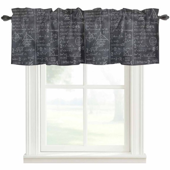 Mathematics Formulas Valances for Windows Farmhouse Kitchen Curtains Valances Rod Pocket Valance Curtains for Windows Blackboard with Math Numerical Geometric Valances for Bathroom Bedroom 42"x12"