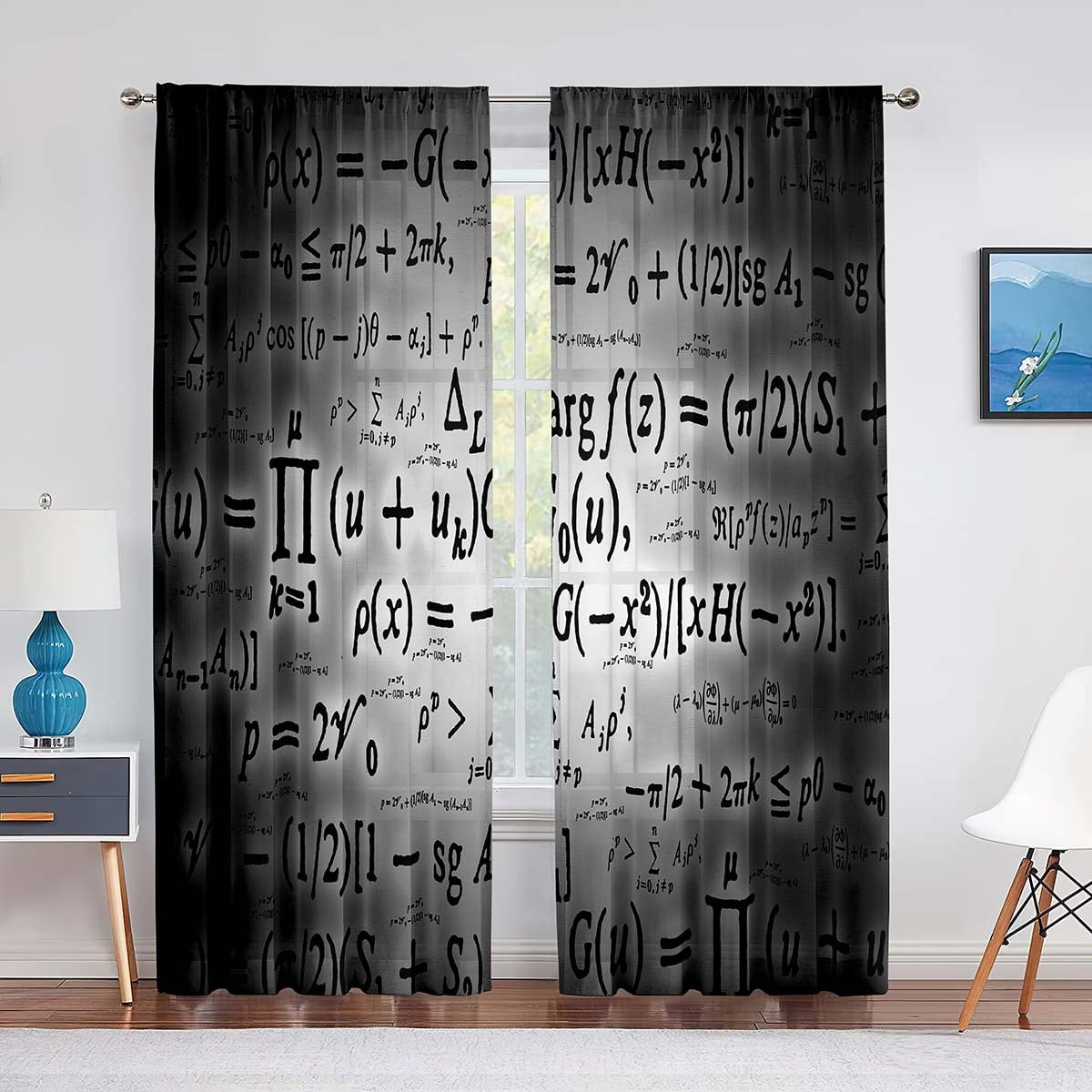 Mathematics Sheer Voile Curtain Formulas Shapes Theory Math Window ...