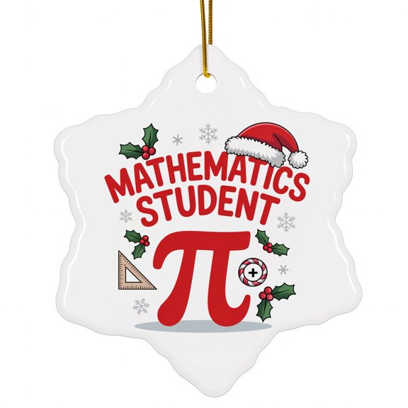 Mathematics Student Ornament, Christmas Ornament 2025, Personalized Gift for Mathematics Student Class Ceramic Snowflake Ornament Keepsake for Him or Her 211or37