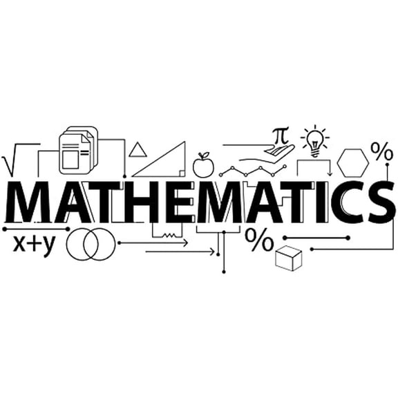Mathematics Theme PVC Wall Sticker Formula Geometric Figures Vinyl Wall Art Lettering Wall Decal Interesting Subject Sticker for Math Lover Classroom Bedroom Wall Decor Black