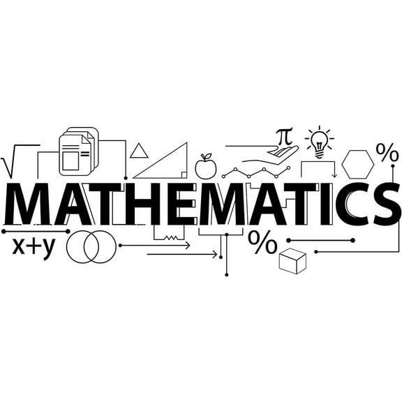 Mathematics Theme PVC Wall Sticker Formula Geometric Figures Vinyl Art Lettering Wall Decor Interesting Subject Sticker