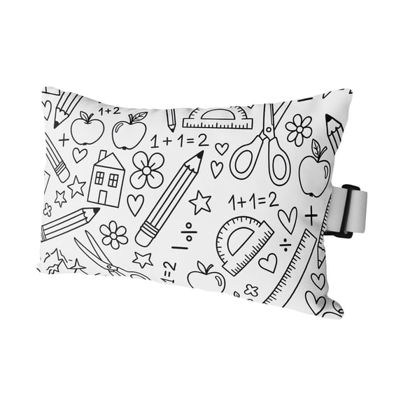 Mathematics Tools Sketch Outdoor Pillows for Chaise Lounge Chair Waterproof Lumbar Pillows with Insert&Adjustable Elastic Strap Beach Headrest Pillow White Modern Abstract Icons Pool Pillow 11"x16"