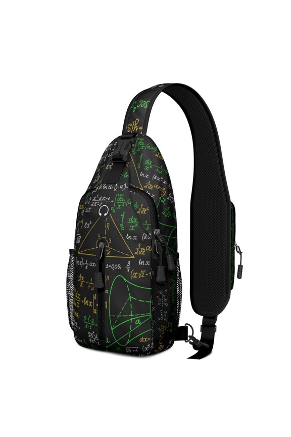 Mathematics and Science Sling Backpack, Scientific Formula Print Crossbody Daypack for Tech Enthusiasts