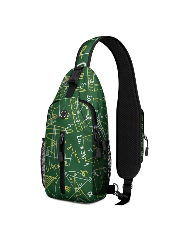 Mathematics and Science Sling Backpack, Scientific Formula Print Crossbody Daypack for Tech Enthusiasts