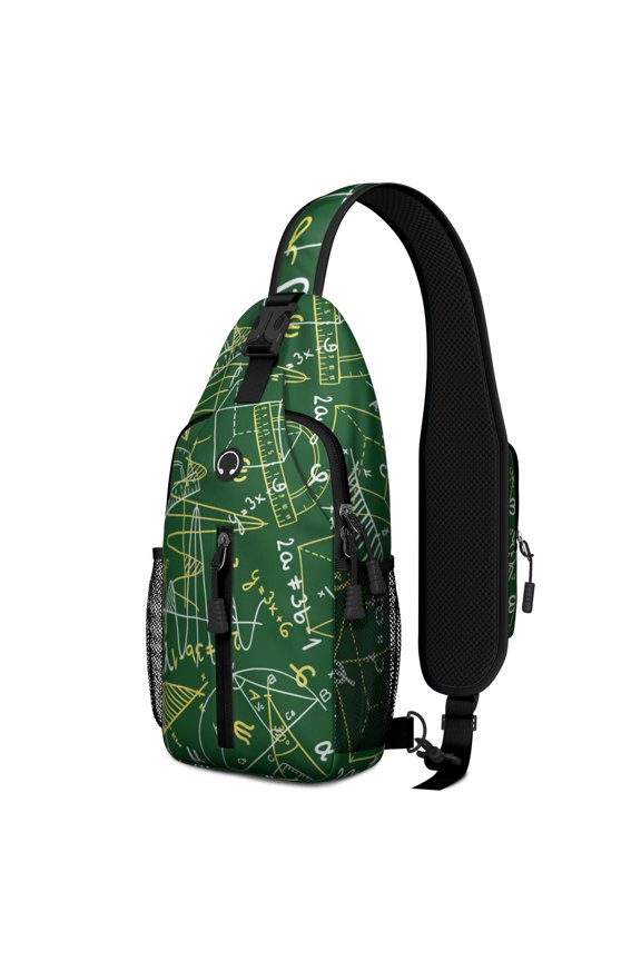 Mathematics and Science Sling Backpack, Scientific Formula Print Crossbody Daypack for Tech Enthusiasts