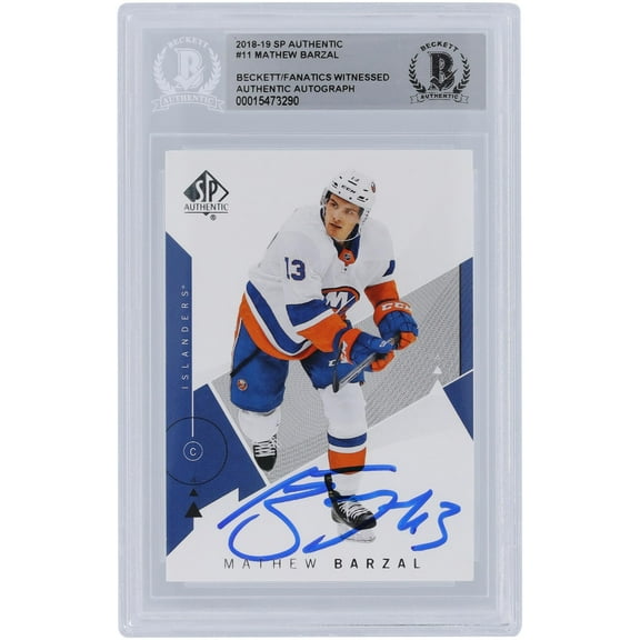 Mathew Barzal New York Islanders Autographed 2018-19 Upper Deck SP Authentic #11 Beckett Fanatics Witnessed Authenticated Card - Fanatics Authentic Certified