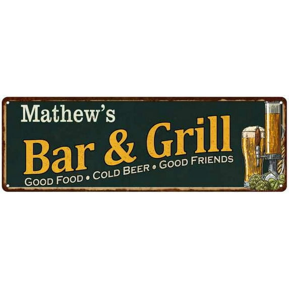 Mathew's Bar and Grill Sign Man Cave Decor 8x24 Gift 108240055330