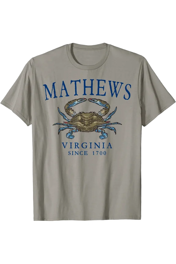 Mathews Virginia Crab Fishing Since 1700 Navy Blue Letters T-Shirt, Unisex T-Shirt