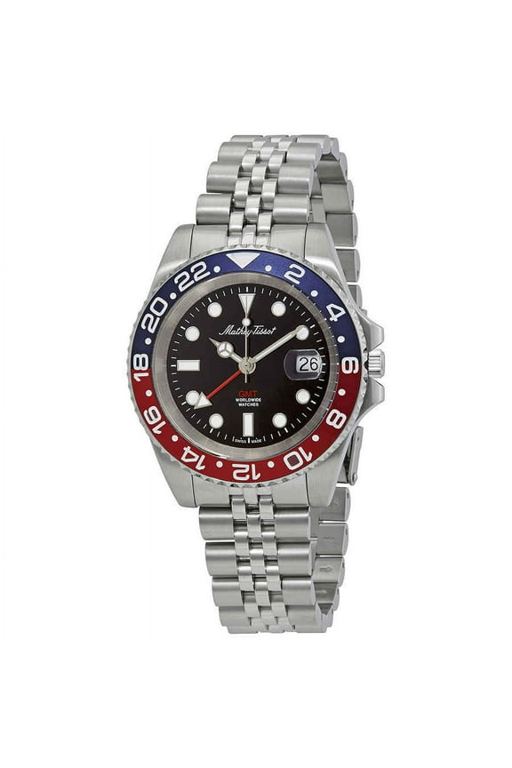 Mathey-Tissot Mathy Vintage GMT Black Dial Pepsi Bezel Men's Watch H903AR