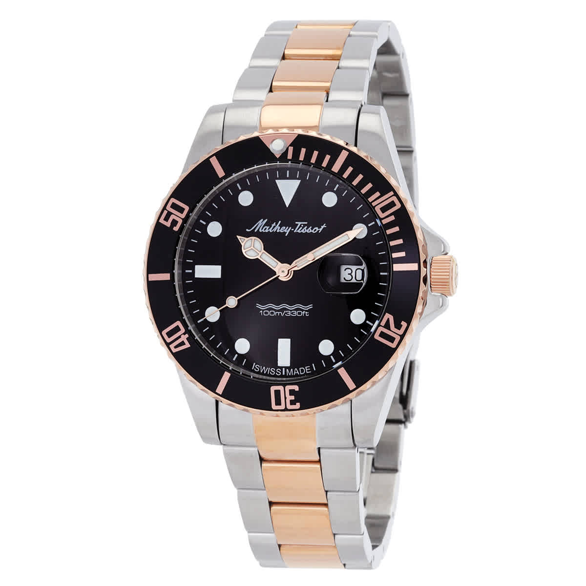 Mathey-Tissot Mathy Vintage Quartz 42mm Black Dial Men display picture 1