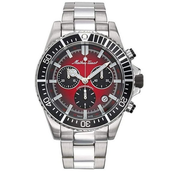 Mathey Tissot Mens Watch Red Dial Stainless Steel Bracelet H908CHAR Quartz