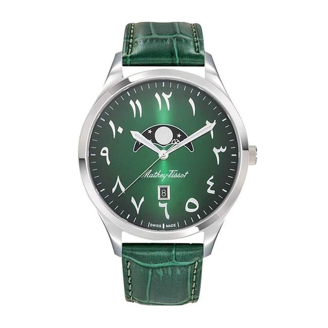Mathey-Tissot Urban Moon Quartz Moon Phase Green Arabic Dial Men's
