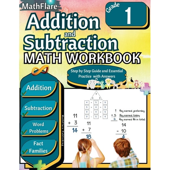 Mathflare Workbooks Addition and Subtraction Math Workbook 1st Grade: Addition and Subtraction Grade 1, Word Problems Grade 1, Addition and , Book 1, (Paperback)