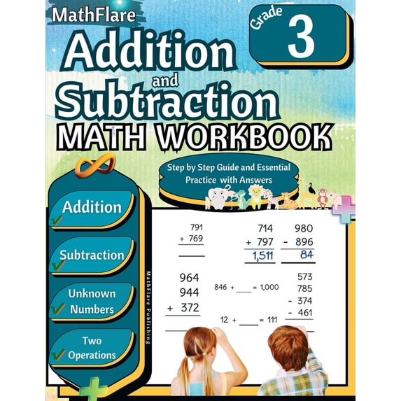 Mathflare Workbooks Addition and Subtraction Math Workbook 3rd Grade ...
