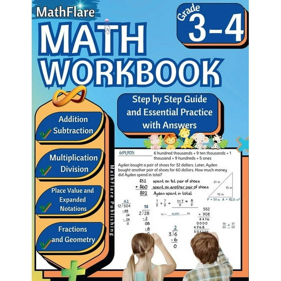 Mathflare Workbooks MathFlare - Math Workbook 3rd and 4th Grade: Math Workbook Grade 3-4: Addition, Subtraction, Multiplication and Division, Book 1, (Paperback)