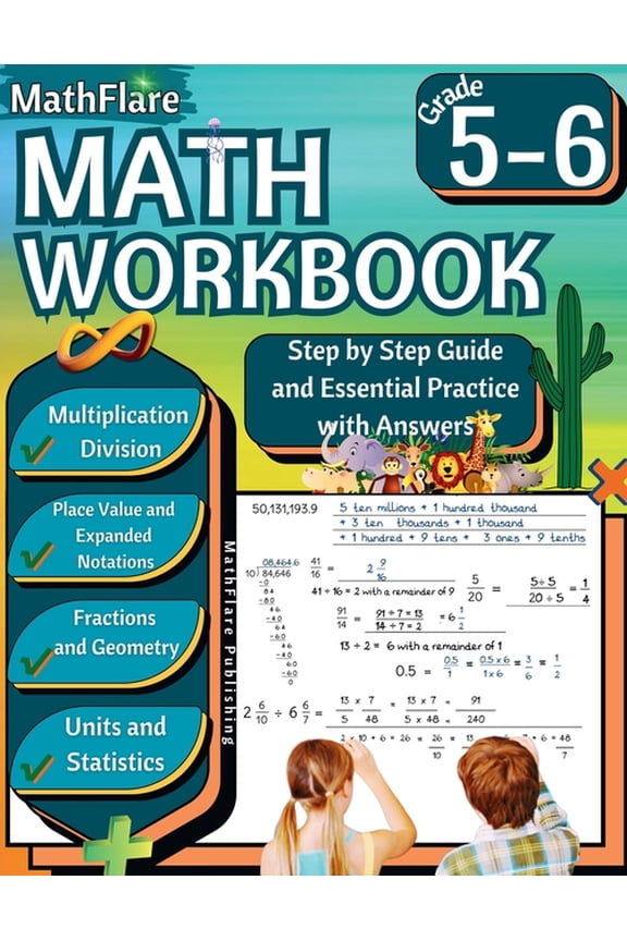 Mathflare Workbooks MathFlare - Math Workbook 5th and 6th Grade: Math Workbook Grade 5-6: Multiplication and Division, Fractions, Decimals, , Book 1, (Paperback)