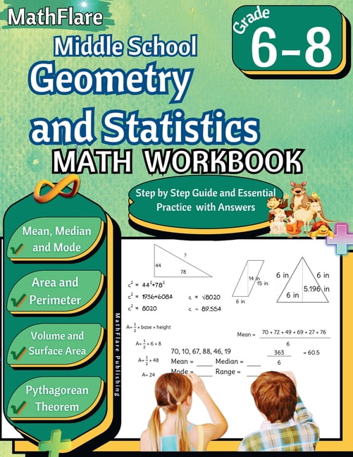 Mathflare Workbooks Middle School Geometry and Statistics Workbook 6th ...