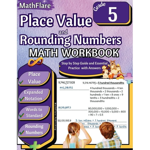 Mathflare Workbooks Place Value and Expanded Notations Math Workbook 5th Grade: Place Value Grade 5, Expanded and Standard Notations with An, Book 1, (Paperback)