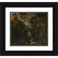 thumbnail image 1 of Mathias Withoos 13x12 Black Ornate Wood Framed Double Matted Museum Art Print Titled: Cemetery Landscape at Night, 1 of 5
