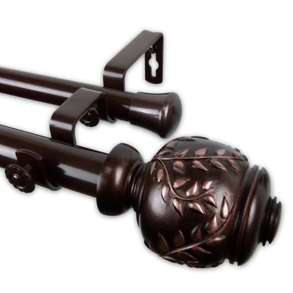 Mathilda Double Curtain Rod 1" OD 66-120 inch - Bronze