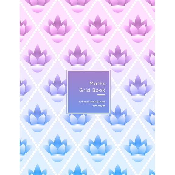 Maths Grid Book : 4 squares per inch Quad size graph paper grid book for students or Mathematician Pink and purple flower pattern for teenage girls (Paperback)