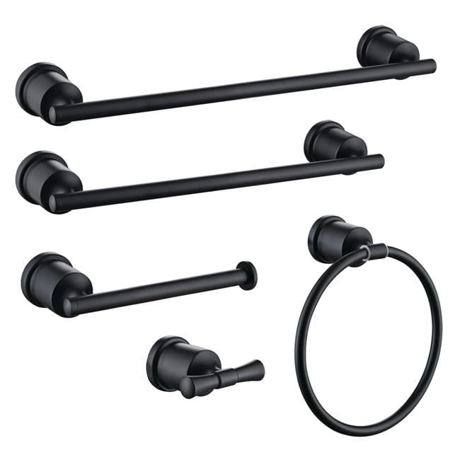 Mathsson Bathroom Accessory Set, Matte Black - 5 Piece - Walmart.com