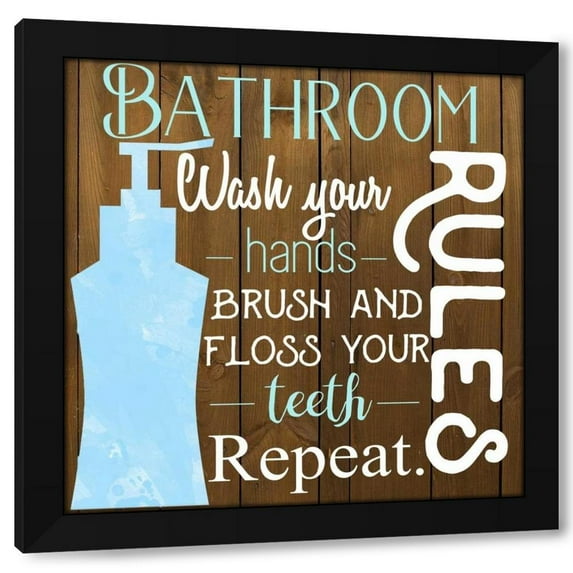 Matic,Jelena 12x12 Black Modern Wood Framed Wall Art Titled - Bathroom Repeat
