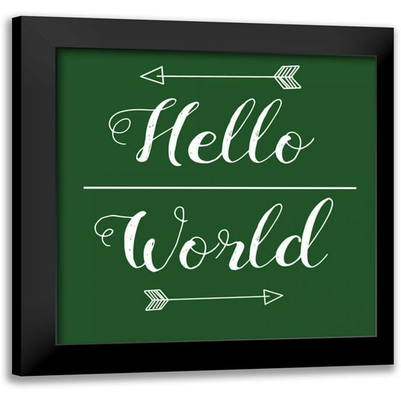 Matic,Jelena 12x12 Black Modern Framed Museum Art Print Titled - Hello World Green