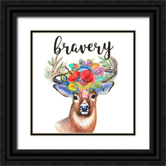 Matic, Jelena 12x12 Black Ornate Wood Framed with Double Matting Museum Art Print Titled - Sweet Deer