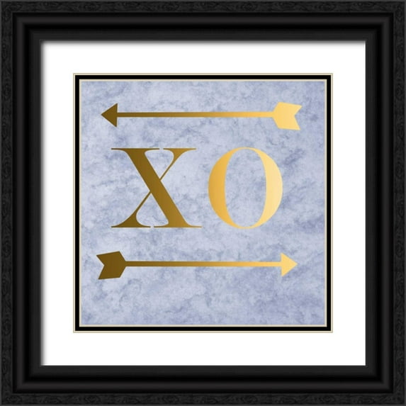 Matic,Jelena 15x15 Black Ornate Wood Framed with Double Matting Museum Art Print Titled - XO Grey Gold