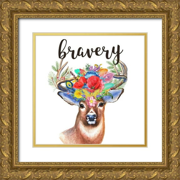 Matic, Jelena 26x26 Gold Ornate Wood Framed with Double Matting Museum Art Print Titled - Sweet Deer