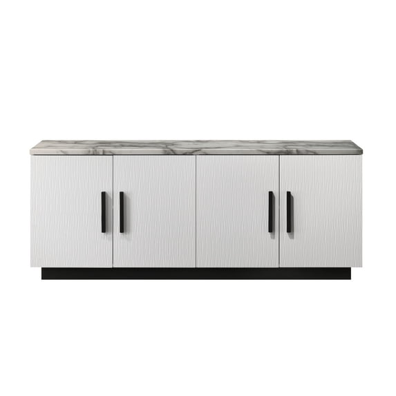 Matilda Cabinet Console Table: Elegant White Marble Top, Adjustable Storage