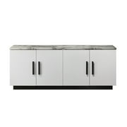 Matilda Cabinet Console Table Elegant White Marble Top, Adjustable Storage