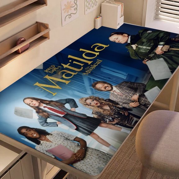 Matilda-themed extra-large Non-Slip Base leather Desk Table mat—versatile for computer desks, dining tables, and more.12"x24"(30X60cm)