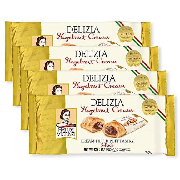 Matilde Vicenzi Delizia Hazelnut Cream Filled Pastries, Kosher Dairy, 4.41oz Box, 4 Pack