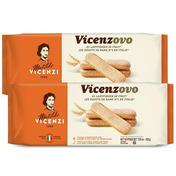 Matilde Vicenzi Vicenzovo OIF814.10oz - Classic Italian Biscuits, Cookies for Tiramisu, Kosher Dairy Cookies, Italian Bakery Dessert Gifts For Special Occasions 7.05 oz (200g), 2Pk