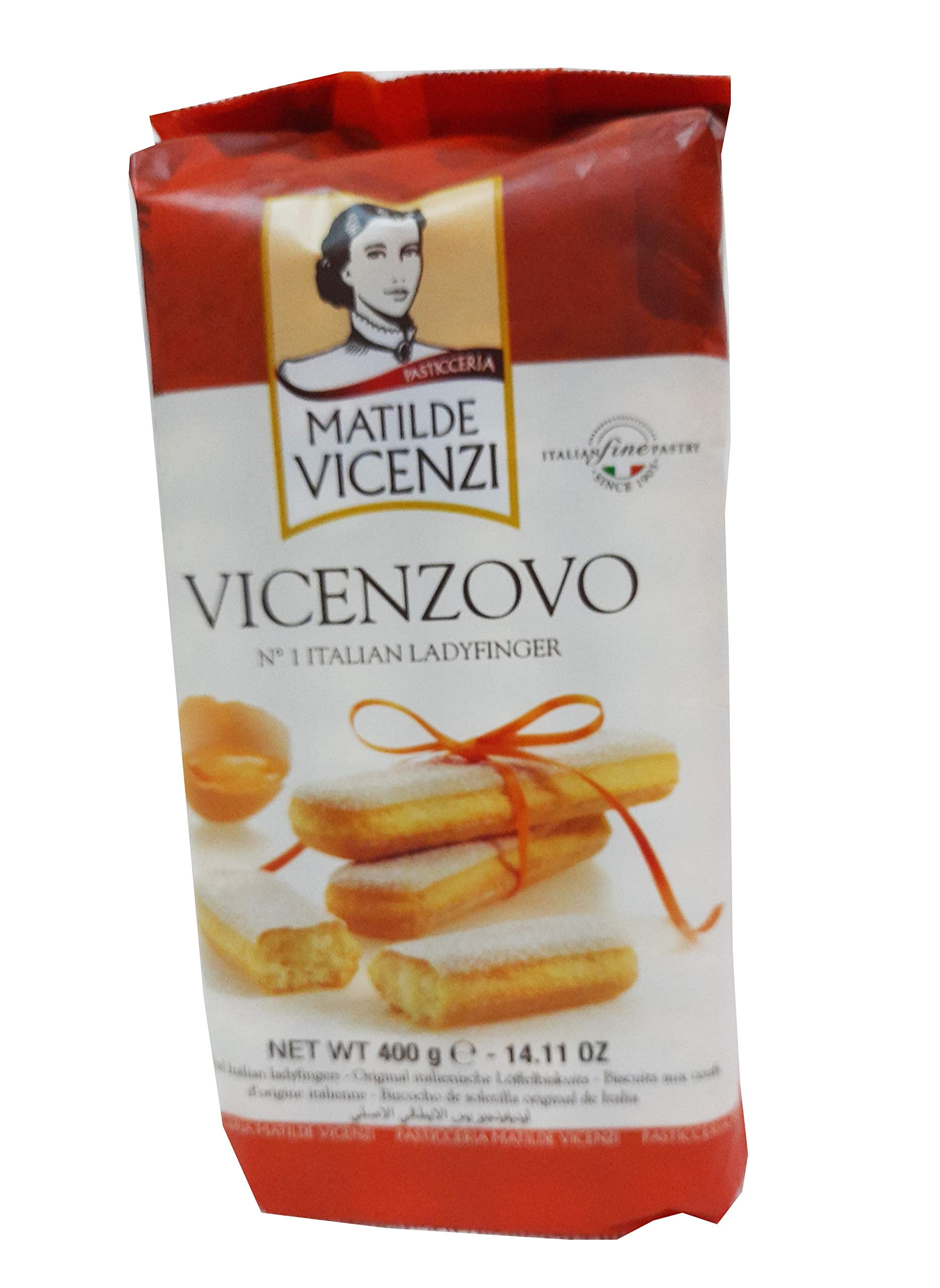 Matilde Vicenzi Vicenzovo Ladyfingers AIF4 Classic Italian Biscuits, Ladyfingers Cookies for