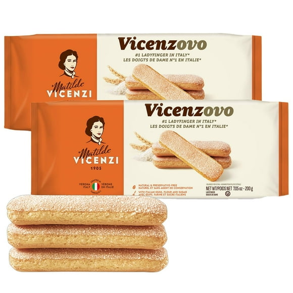 Matilde Vicenzi Vicenzovo YPF514.10oz - Classic Italian Biscuits, Cookies for Tiramisu, Kosher Dairy Cookies, Italian Bakery Dessert Gifts For Special Occasions 7.05 oz (200g), 2Pk