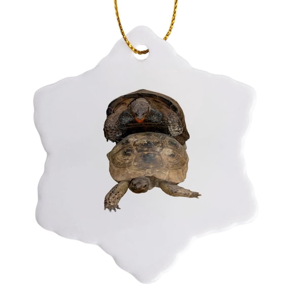 Mating Tortoises Vector Cut Out , 3 inch Snowflake Porcelain Ornament