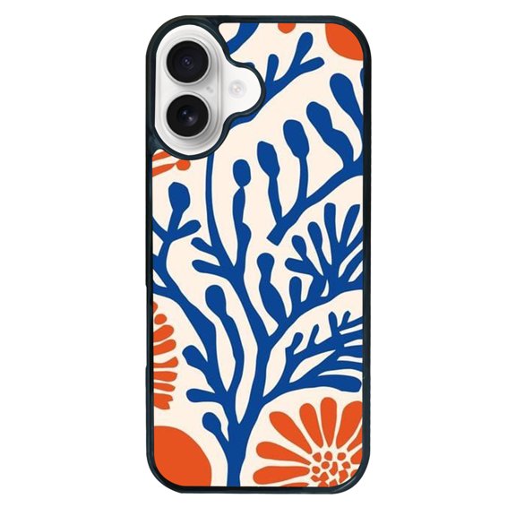 Matise Style Art for iPhone 16 Pro Case, Cute Aesthetic Abstract flowers Shock-Absorbent Protective,Black