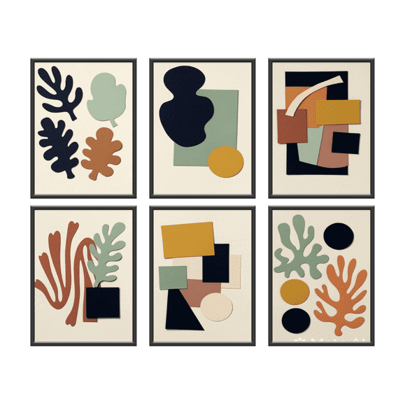 Matisse 6-piece collection poster set, collage, home decoration collage, A3 and A4 format, without frame