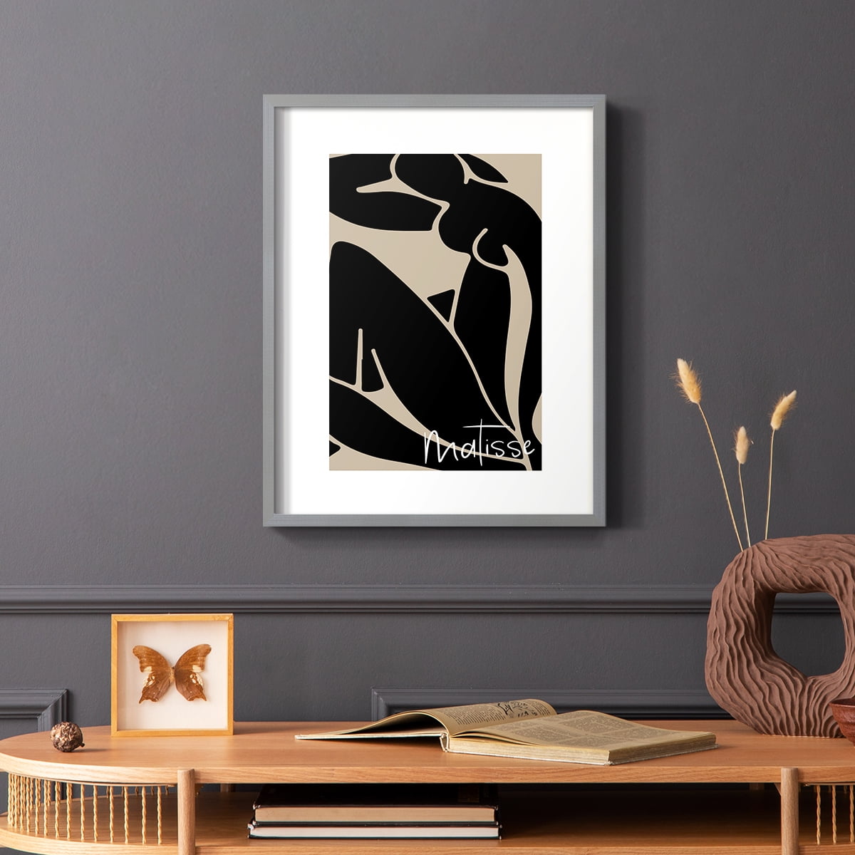 Matisse CCCIII in Gray Solid Wood 22 x 28 Framed Print